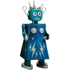 Saint John - Electra Robot - Collectible Retro Wind Up Tin Toy - Blue - Tin Toys - Avvenice