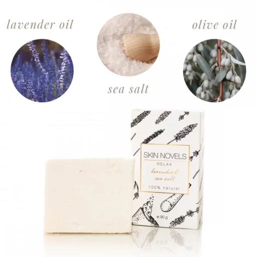 Skin Novels - Relax - Natural Soap with Lavender & Sea Salt - 100 % Natural Handmade Soap - Avvenice