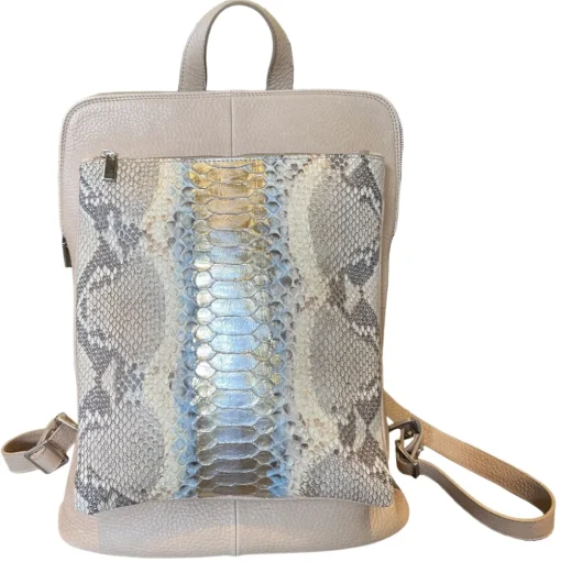 Suèi - Backpack in Python and Calf Leather - Rose Pale - Handmade in Italy - Luxury Exclusive Collection - Avvenice