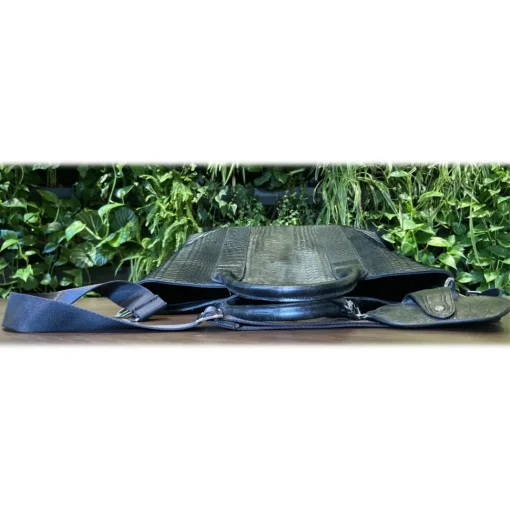 Suèi - Bag of Shopper Size of Python & Crocodile Leather - Black - Handmade in Italy - Luxury Exclusive Collection - Avvenice