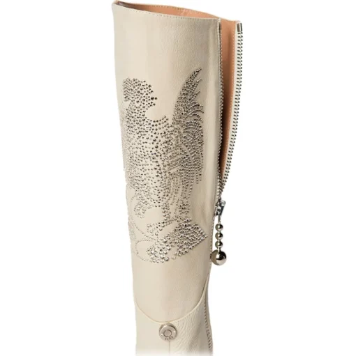 Suèi - Beige Boots with Rhinestone Rooster - Beige - Dark Brown - Handmade in Italy - Luxury Exclusive Collection - Avvenice