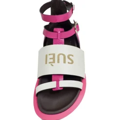Suèi - Fuxia Sandals with Logo - White - Fuxia - Handmade in Italy - Luxury Exclusive Collection - Avvenice