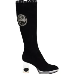 Suèi - High Black Boots With Transparent - Heels and Yin&Yang Motive - Handmade in Italy - Luxury Exclusive Collection - Avvenice