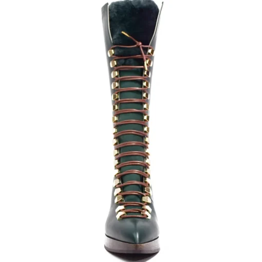 Suèi - High Lace-Ups Boots with Fur Details - Handmade in Italy - Luxury Exclusive Collection - Avvenice