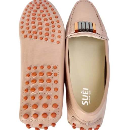 Suèi - Moccasins Colour Blush with Bullets -  Handmade in Italy - Luxury Exclusive Collection - Avvenice