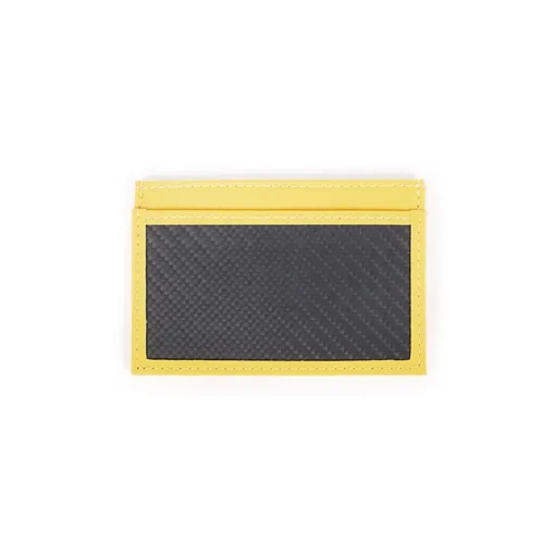 TecknoMonster - Cardcase - Yellow - Aeronautical and Leather Carbon Fiber Credit Card Case - Black Carpet Collection - Avvenice