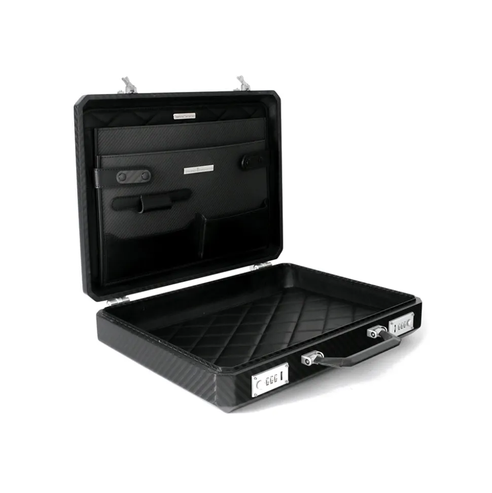 TecknoMonster - Cavok Opaque - Business Case - Briefcase in Opaque Carbon Fiber and Leather - Black - Luxury Collection - Avvenice