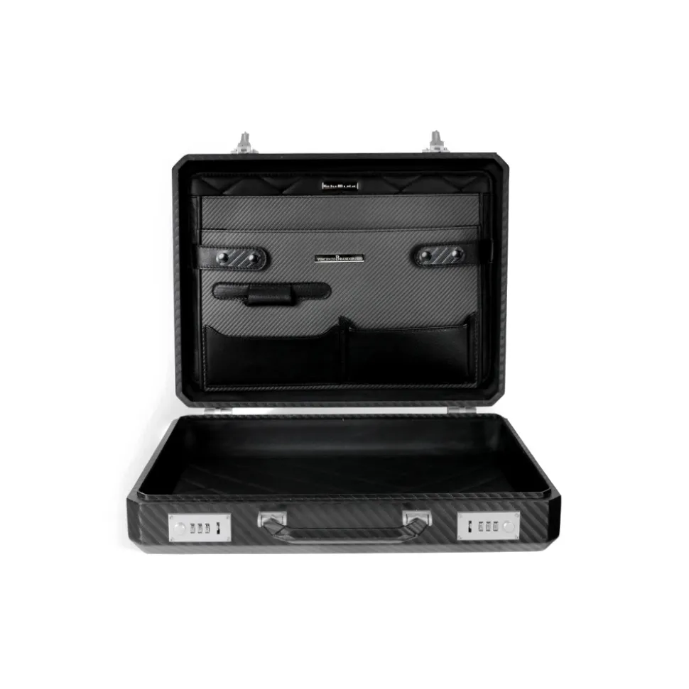 TecknoMonster - Cavok Opaque - Business Case - Briefcase in Opaque Carbon Fiber and Leather - Black - Luxury Collection - Avvenice