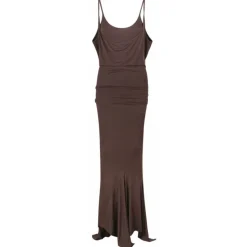 The Attico - Dark Brown Layered Midi Dress - The Attico Exclusive Luxury Collection - Avvenice