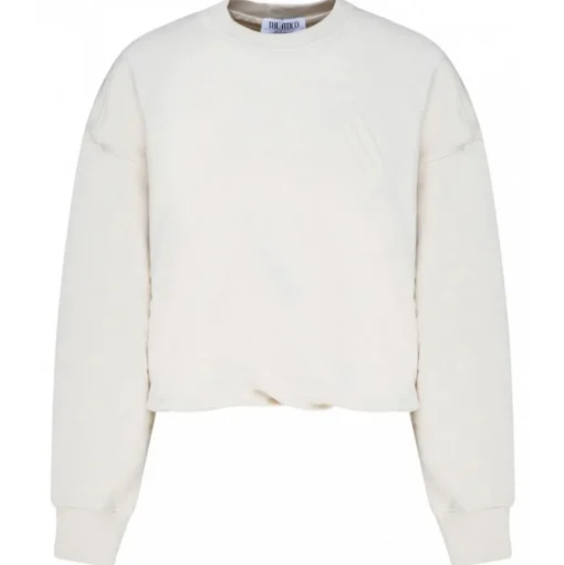 The Attico - Ivory Cotton Maeve Logo Embossed Cotton Sweatshirt - The Attico Exclusive Luxury Collection - Avvenice