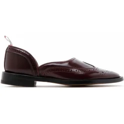 Thom Browne - Burgundy Calf Leather Slip On Brogues - Thom Browne Exclusive Luxury Collection - Avvenice