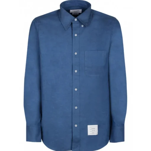 Thom Browne - Deep Blue Cotton Logo Patch Denim Shirt - Thom Browne Exclusive Luxury Collection - Avvenice
