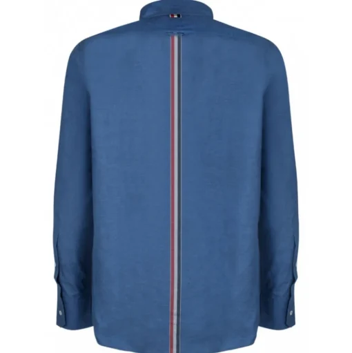 Thom Browne - Deep Blue Cotton Logo Patch Denim Shirt - Thom Browne Exclusive Luxury Collection - Avvenice
