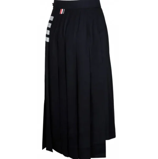 Thom Browne - Navy Pleated Midi Skirt - Thom Browne Exclusive Luxury Collection - Avvenice