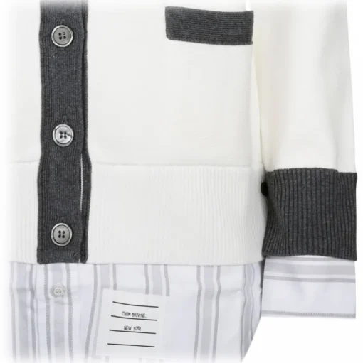 Thom Browne - White and Grey Layered Cardigan - Thom Browne Exclusive Luxury Collection - Avvenice