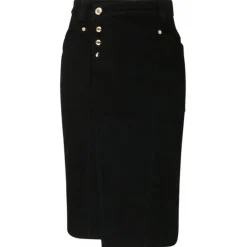 Tom Ford - Black Cotton Blend Asymmetric Pencil Skirt - Tom Ford Exclusive Luxury Collection - Avvenice