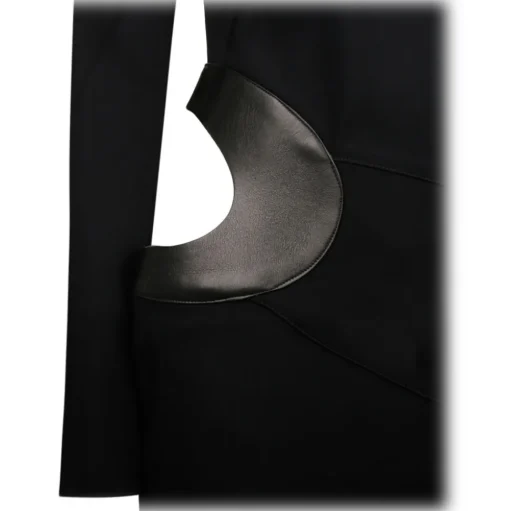 Tom Ford - Black Leather Cut Out Long Sleeved Dress - Tom Ford Exclusive Luxury Collection - Avvenice