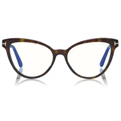 Tom Ford - Blue Block Optical Glasses - Cat-Eye Optical Glasses - Dark Havana - FT5639-B - Optical Glasses - Tom Ford Eyewear - Avvenice