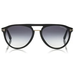 Tom Ford - Burton Sunglasses - Soft Squared Acetate Sunglasses - Black - FT0697 - Sunglasses - Tom Ford Eyewear - Avvenice