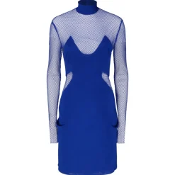 Tom Ford - Cobalt Blue Illusion Mesh Panel Mini Dress - Tom Ford Exclusive Luxury Collection - Avvenice