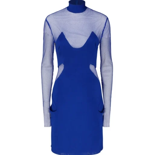 Tom Ford - Cobalt Blue Illusion Mesh Panel Mini Dress - Tom Ford Exclusive Luxury Collection - Avvenice