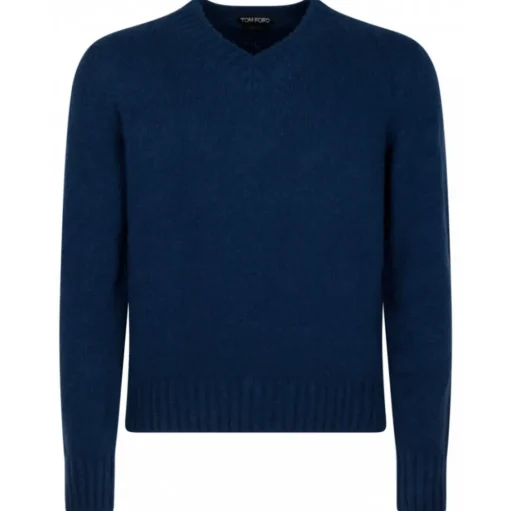 Tom Ford - Dark Blue V Neck Jumper - Tom Ford Exclusive Luxury Collection - Avvenice