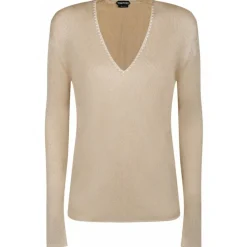 Tom Ford - Light Beige V Neck Sweater - Tom Ford Exclusive Luxury Collection - Avvenice