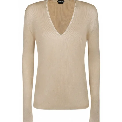 Tom Ford - Light Beige V Neck Sweater - Tom Ford Exclusive Luxury Collection - Avvenice