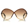 Tom Ford - Liora Sunglasses - Oversized Round Acetate Sunglasses - FT0528 - Brown - Tom Ford Eyewear - Avvenice
