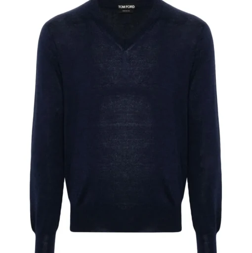Tom Ford - Navy Blue Fine Knit Jumper - Tom Ford Exclusive Luxury Collection - Avvenice