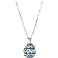 Tsars Collection - Alexandra Pavè Horizontal Blue Necklace - Handmade in Swiss - Luxury Exclusive Collection - Avvenice