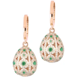 Tsars Collection - Alexandra Green Vertical Pavè Earrings - Handmade in Swiss - Luxury Exclusive Collection - Avvenice