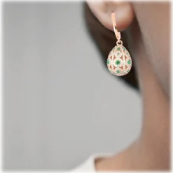 Tsars Collection - Alexandra Green Vertical Pavè Earrings - Handmade in Swiss - Luxury Exclusive Collection - Avvenice
