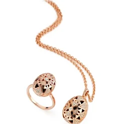 Tsars Collection - Jasmine Flower Necklace in Pink Silver and Onyx - Handmade in Swiss - Luxury Exclusive Collection - Avvenice