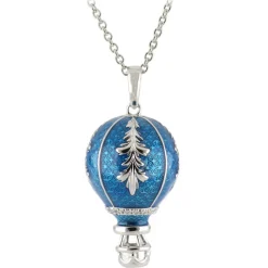 Tsars Collection - Light Blue Hot Air Balloon Necklace with Zircons - Handmade in Swiss - Luxury Exclusive Collection - Avvenice