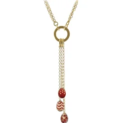 Tsars Collection - Necklace with 3 Red Eggs - Handmade in Swiss - Luxury Exclusive Collection - Avvenice