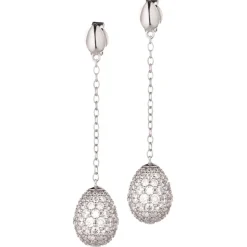 Tsars Collection - 9nine 02 White Silver Earrings - Handmade in Swiss - Luxury Exclusive Collection - Avvenice