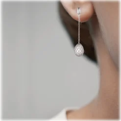 Tsars Collection - 9nine 02 White Silver Earrings - Handmade in Swiss - Luxury Exclusive Collection - Avvenice