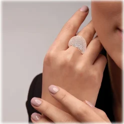 Tsars Collection - Pink Pavé Silver Ring - Handmade in Swiss - Luxury Exclusive Collection - Avvenice