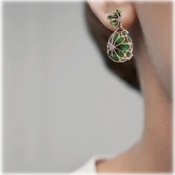 Tsars Collection - Tamara Green Silver Earrings - Handmade in Swiss - Luxury Exclusive Collection - Avvenice