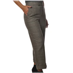 Twinset - America Pocket Trousers Prince of Galles - Pearl Grey - Trousers - Made in Italy - Luxury Exclusive Collection - Avvenice