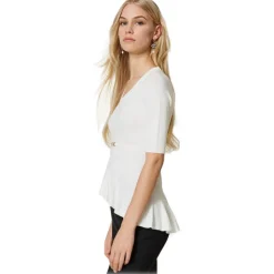 Twinset - Asymmetrical Seamless Sweater - White - Top - Made in Italy - Luxury Exclusive Collection - Avvenice