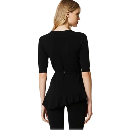 Twinset - Asymmetrical Seamless Sweater - Black - Top - Made in Italy - Luxury Exclusive Collection - Avvenice