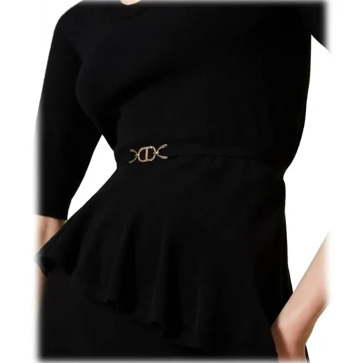 Twinset - Asymmetrical Seamless Sweater - Black - Top - Made in Italy - Luxury Exclusive Collection - Avvenice