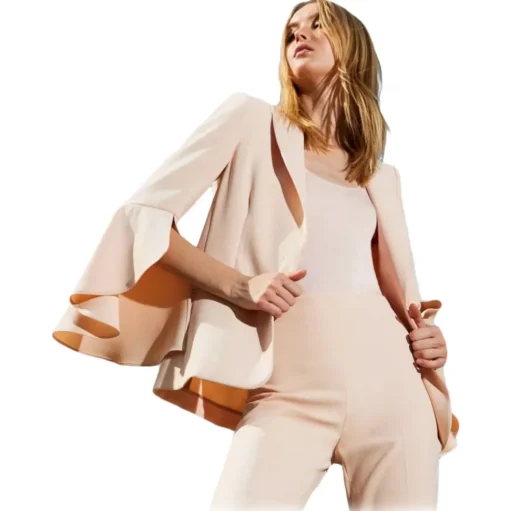 Twinset - Blazer with Ruffle Detail - Powder Pink - Jackets - Made in Italy - Luxury Exclusive Collection - Avvenice