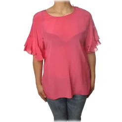 Twinset - Blouse Made of Silk - Pink - T-shirt - Made in Italy - Luxury Exclusive Collection - Avvenice