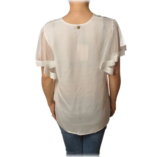 Twinset - Blouse With V-Neck - White - T-shirt - Made in Italy - Luxury Exclusive Collection - Avvenice
