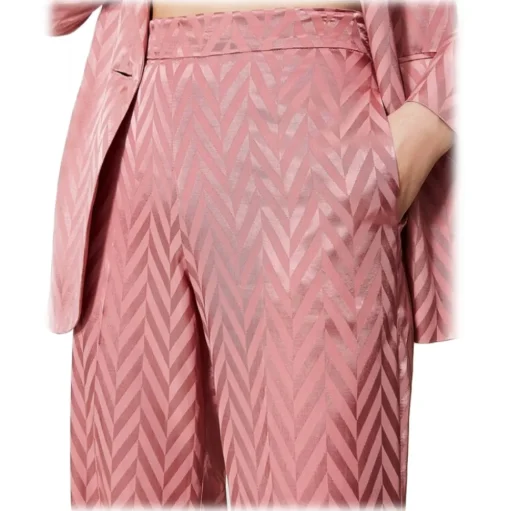 Twinset - Chevron Design Wide Leg Trousers - Pink - Trousers - Made in Italy - Luxury Exclusive Collection - Avvenice