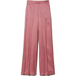 Twinset - Chevron Design Wide Leg Trousers - Pink - Trousers - Made in Italy - Luxury Exclusive Collection - Avvenice