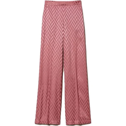 Twinset - Chevron Design Wide Leg Trousers - Pink - Trousers - Made in Italy - Luxury Exclusive Collection - Avvenice